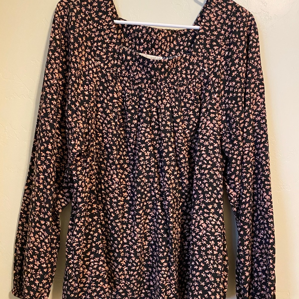 Black and pink floral blouse